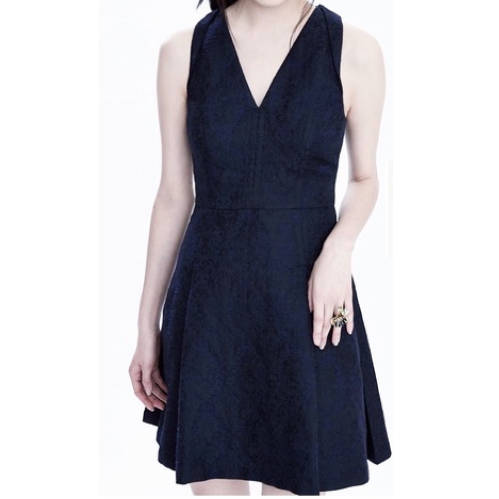 Banana Republic Pleated Jacqaurd Dress - 12